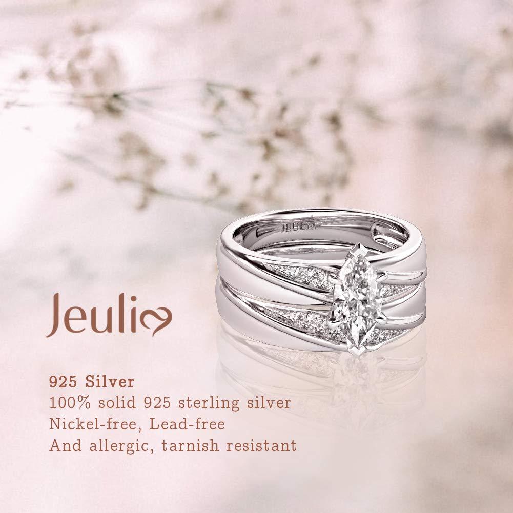 Jeulia Wedding Rings Engagement Rings for Women Anniversary Promise Ring Bridal Sets 925 Sterling Silver with 1.6 ct Primary Stone+ 0.32 ct Side Stone (Silver, M 1/2) 3