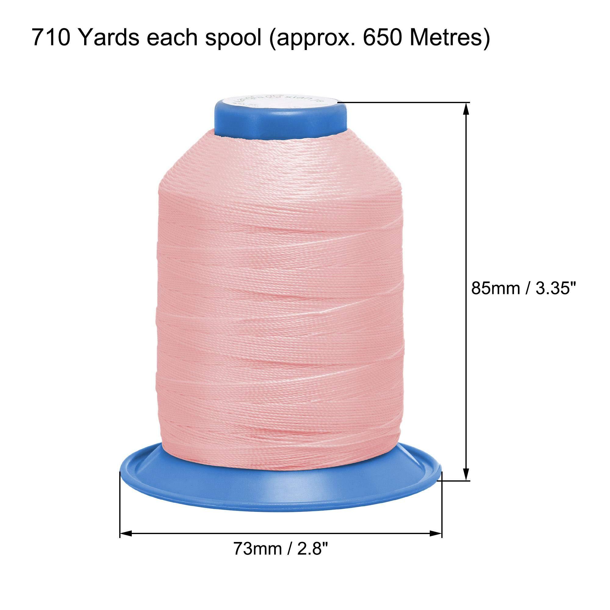 sourcing map Bonded Polyester Sewing Thread 610 Yards 420D/0.45mm Extra Strong Upholstery Thread for Manual and Machine Sews (Pale Pink) 1