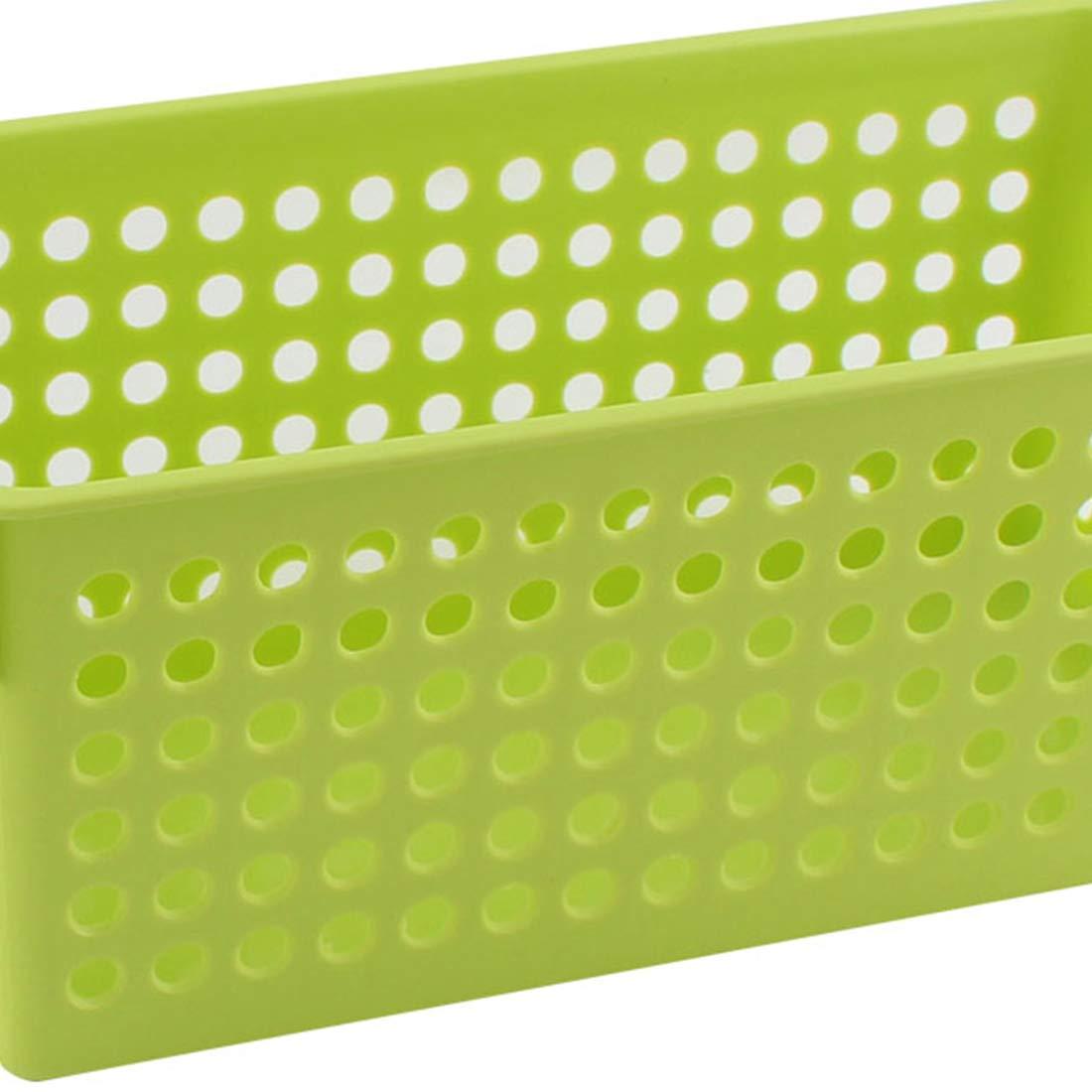 sourcingmap Plastic Office Family Bathroom Rectangle Design Storage Basket Organizer Green 9