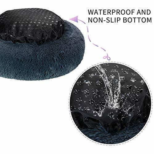 KROSER Donut Dog Cat Bed 60cm Self-Warming & Washable Puppy Bed Deluxe Round Soft Plush Pet Bed for Small Dogs and Cats 3