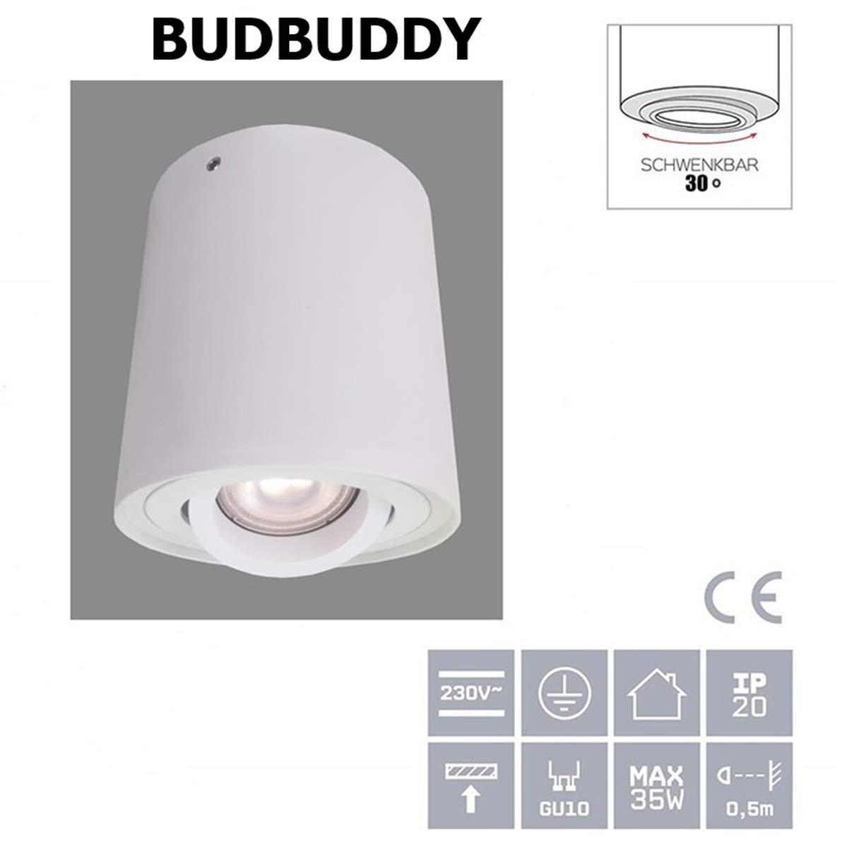 Budbuddy LED Spot Light Round Ceiling Spotlights Golden Ceiling Lamp Modern Ceilinglight Adjustable Spotlights Wall Spotlamps Socket GU10 230V [5W Bulb Included] Aluminium 2