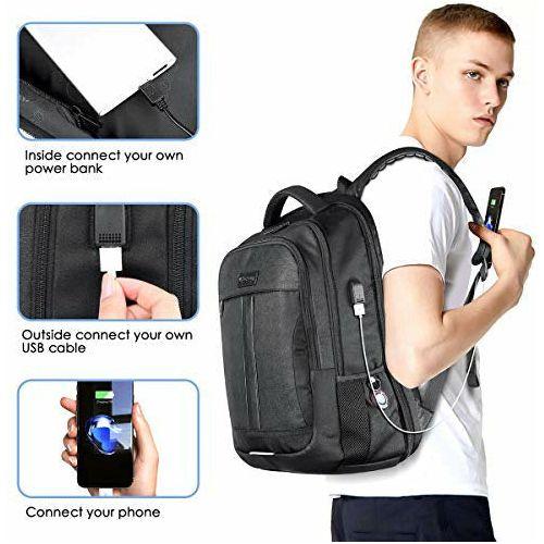 Laptop Backpack, Anti-Theft Business Travel Work Computer Rucksack with USB Charging Port, 15.6 Inch Large Lightweight College High School Bag for Boy Men Women, Black 1