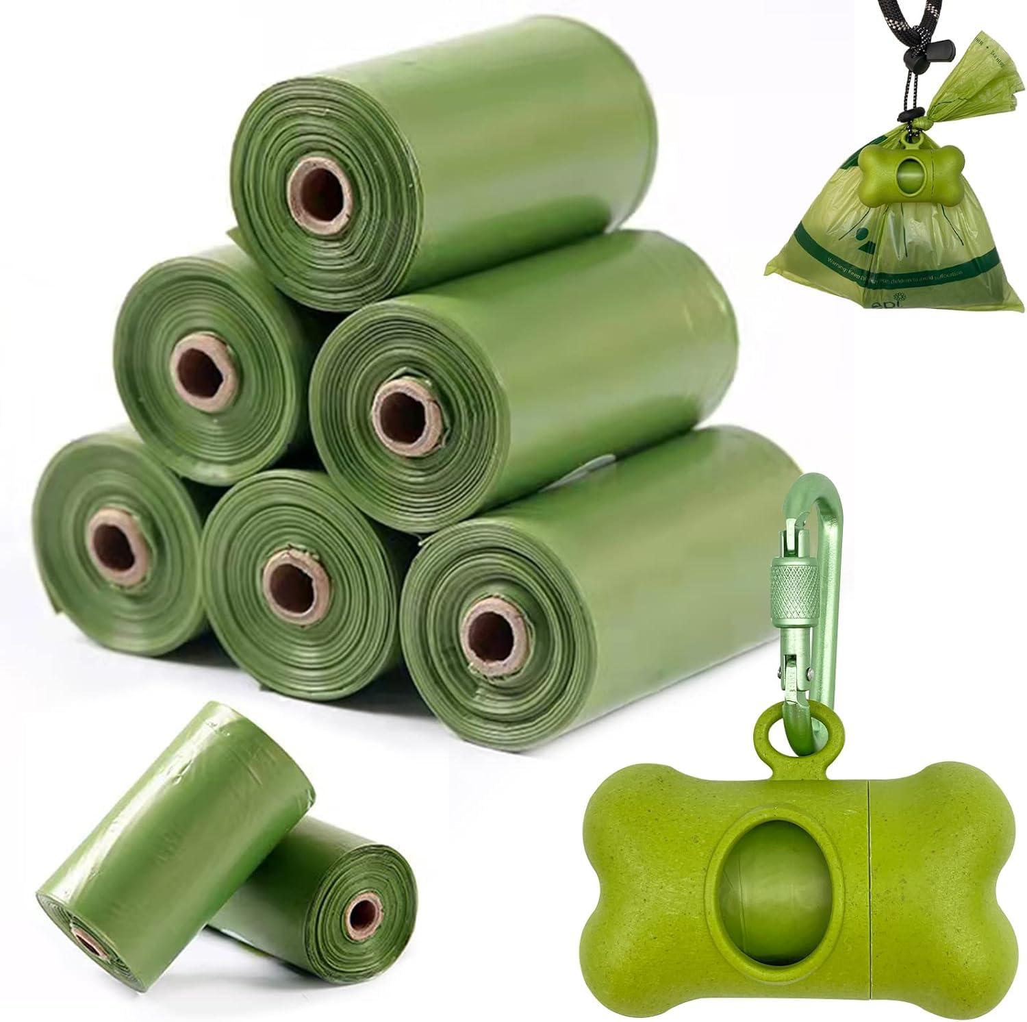 SHAOUMAN Dog Poop Bags Holder Dog Waste Bags Dispenser with Leak-Proof Green Poop Bags and Safty Clip for Leash On The Go for Walking Dogs Outdoor(1 Holder 135 Bags,Grass Green)