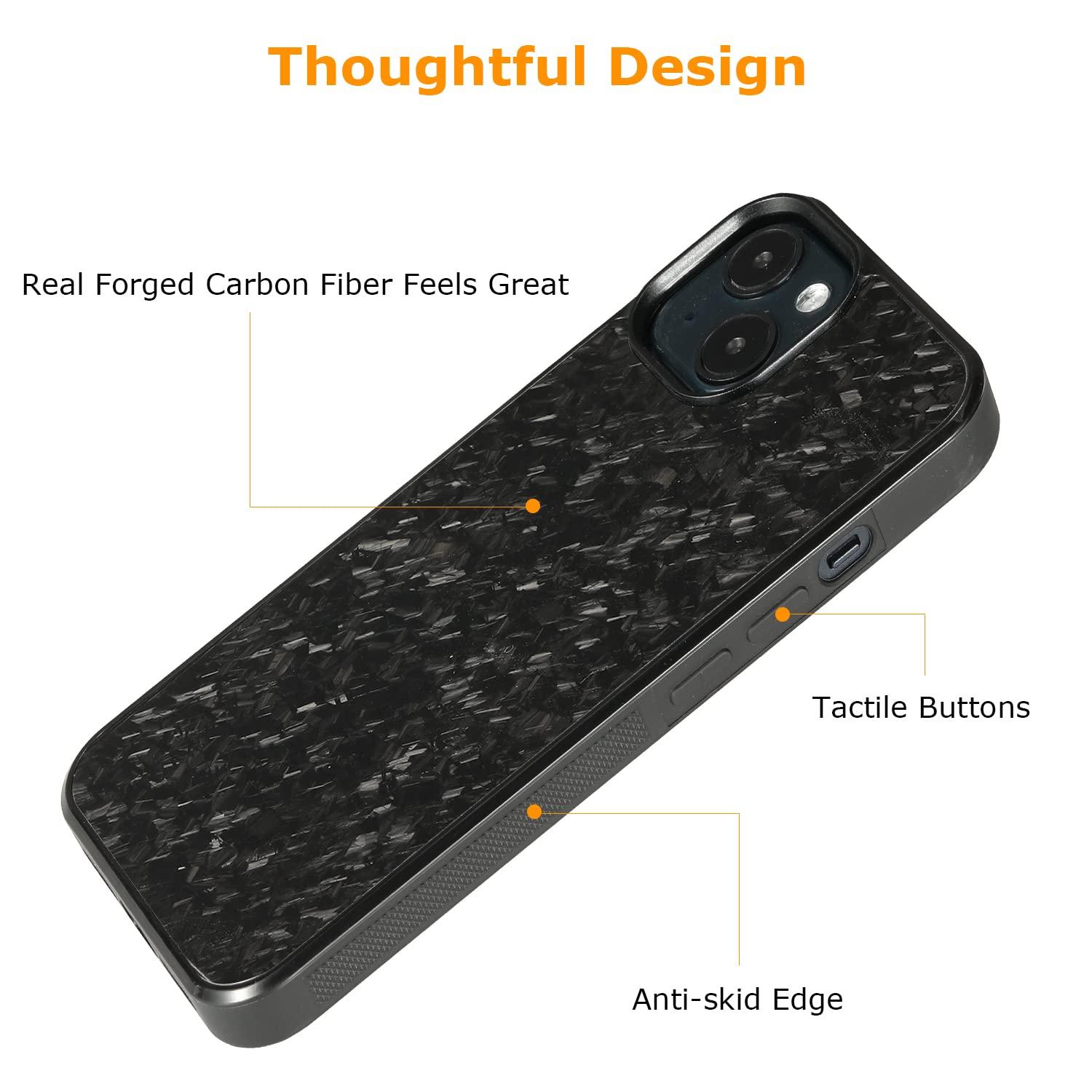 Molzar Grip Series iPhone 14 Case with Real Weave Carbon Fiber, Built-in Metal Plate for Magnetic Mount, Support Wireless Charging, Compatible with iPhone 14, Black/Weave 3