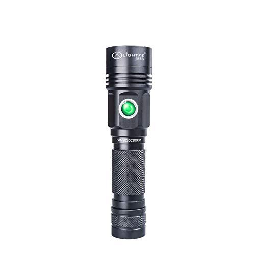 LIGHTFE Black light 395nm UV Flashlight M3A with SSC UV LED, 18650 Rechargeable Battery (Included), Max.3000mW Power Output for UV Glue Curing, Pet Urine Detection, AC leak detection 3