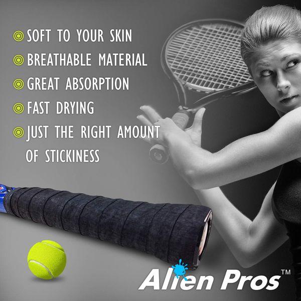 Alien Pros Tennis Racket Grip Tape (12 Grips) - Precut and Light Tac Feel Tennis Grip - Tennis Overgrip Grip Tape Tennis Racket - Wrap Your Racquet for High Performance (12 Grips, Blue) 3