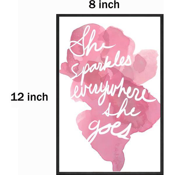 Set of 3 Framed Motivational Wall Art Pink Flamingo Quote for Living Room Home Decor, Canvas Painting Posters Print Pictures for Girl Room Office Kids Bedroom Home Decoration 3