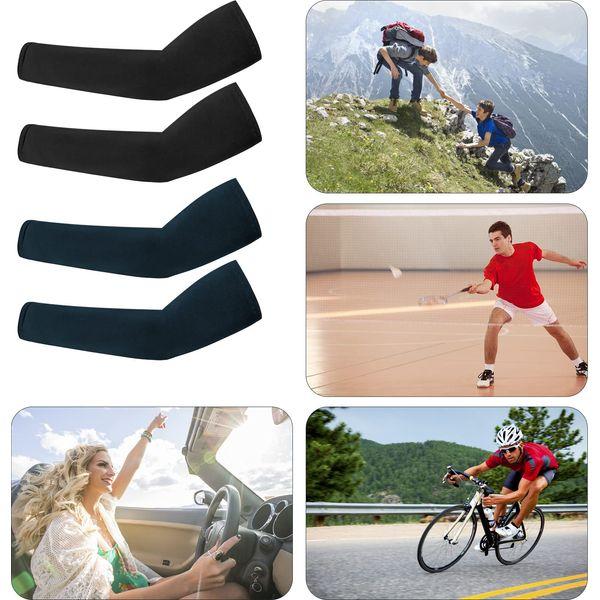 GLAITC Arm Sleeves for Men Women 2 Pairs UV Sun Protection Arm Sleeves Cooling Arm Sleeves Breathable Arm Sleeve to Cover Arms for Cycling, Driving, Outdoor Sports, Golf, Hiking (Black and Blue) 4