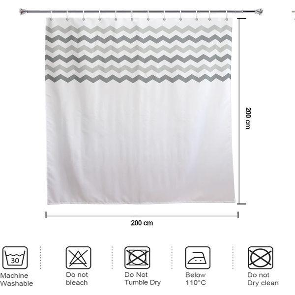 YISURE Extra Wide Shower Curtain, Grey Chevron Shower Curtain, Mildew Resistant Machine Washable Shower Curtain Width 240 x Height 200cm 4