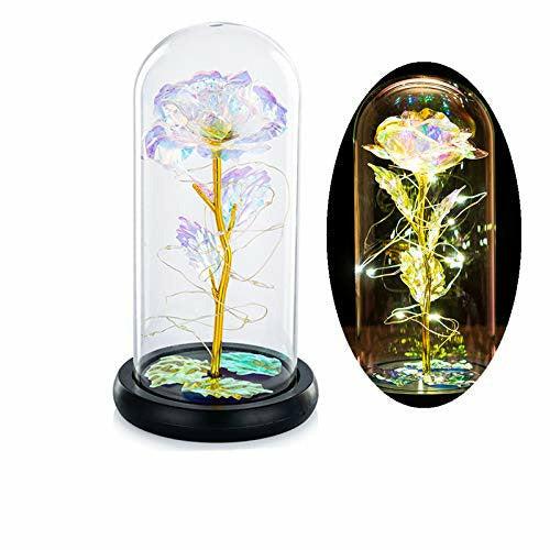 Beauty and the Beast Rose in Glass Dome Forever Rose Flower Kit Enchanted Light Best Gifts for Her Women Girls Adults Mums on Valentine, Mothers Day Wedding Anniversary Birthday 0