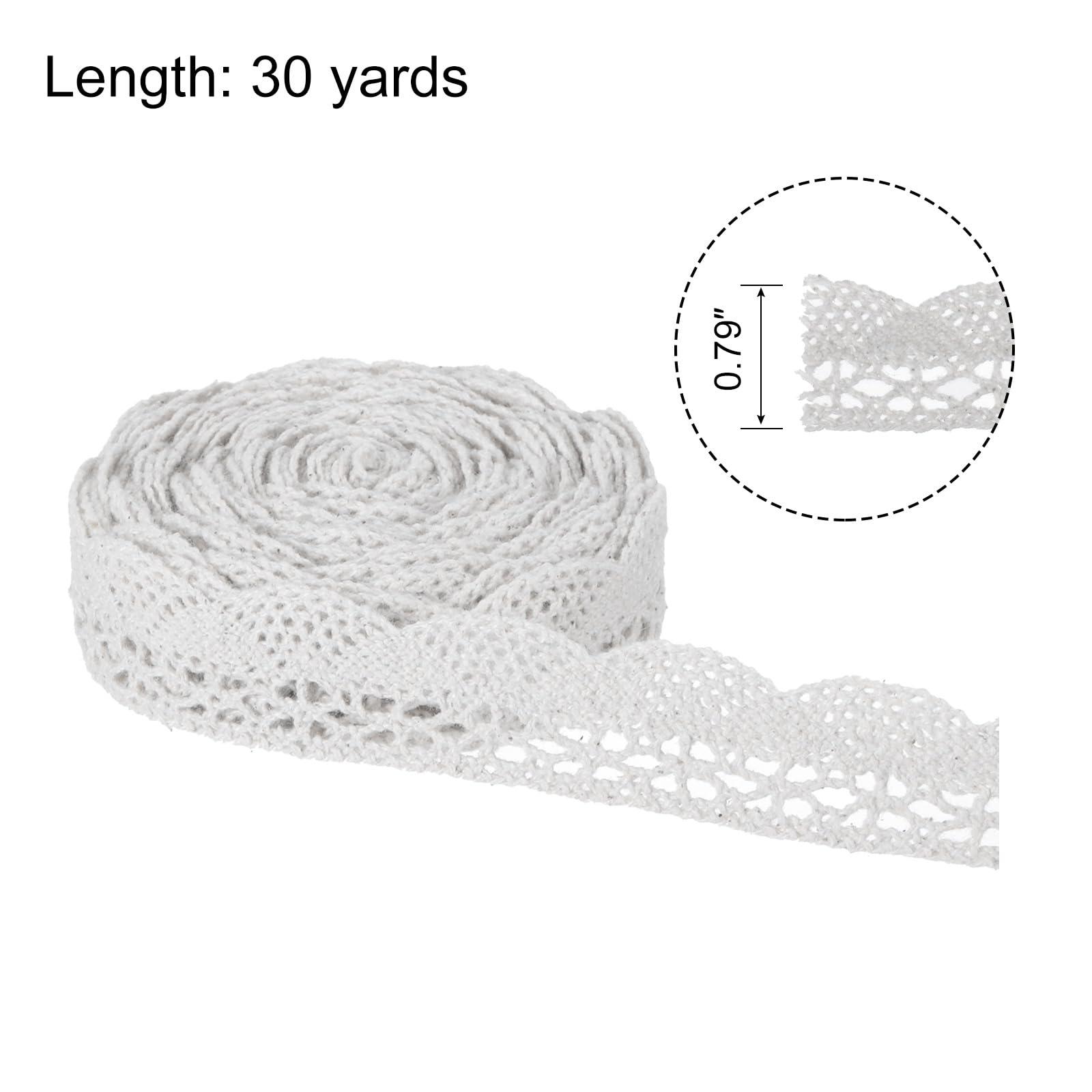 sourcing map Lace Ribbon 30 Yards 0.79 Inch Cotton Lace Trim for Craft,Gift Wrappers,Headbands,Wedding White Style 5 1