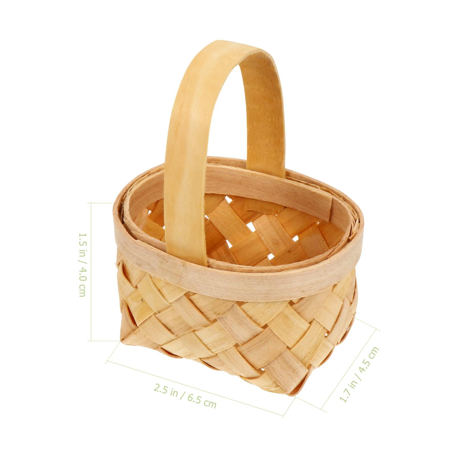 4pcs Mini Woven Baskets with Handles Woven Flower Baskets with Handles Small Rustic Wedding Flower Girl Basket Tiny Flower Candy Chocolate Box for Wedding Party Favors (6.5 * 4.5 * 4cm) 6