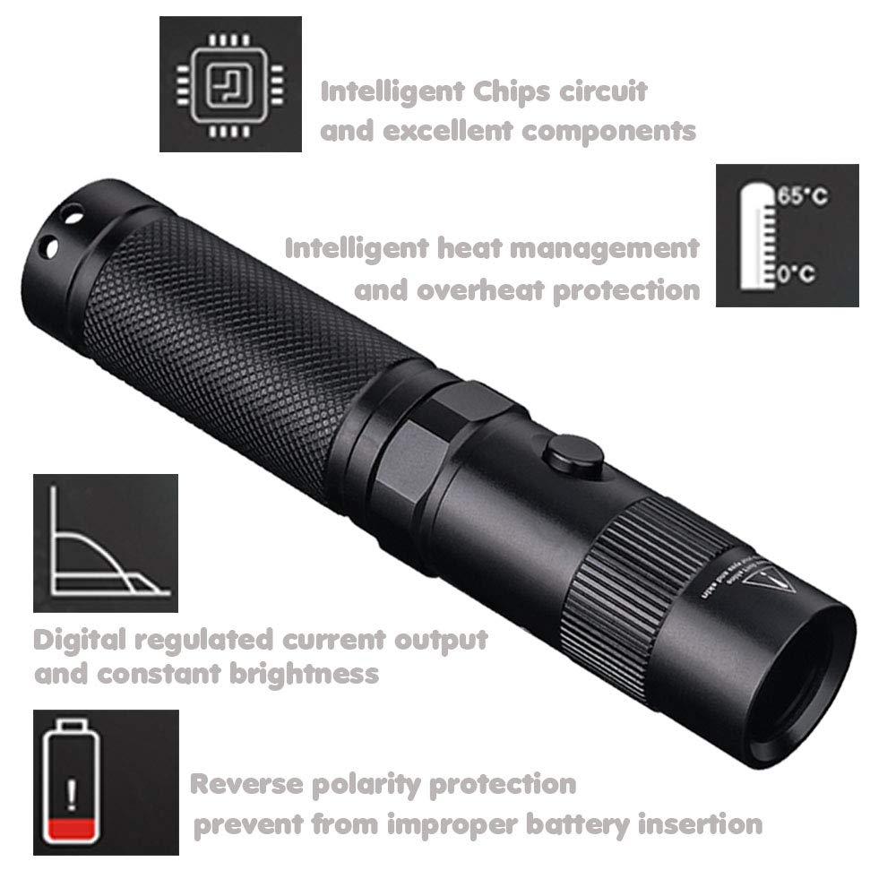 LIGHTFE UV Torches Flashlight 395nm UV302A with LG LED Source,18650 Rechargeable Battery (Included), Max.3000mW Power Output for UV Glue Curing, Pet Urine Detection, AC leak detection 3