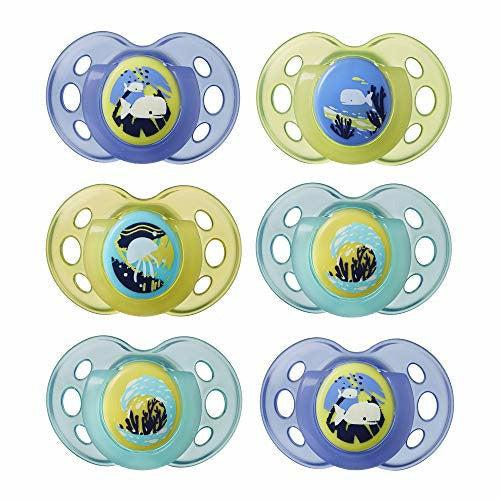 Tommee Tippee Night Time Glow in the Dark Soothers, Symmetrical Orthodontic Designed Dummy, BPA-Free Silicone, 18-36m, Pack of 6 0