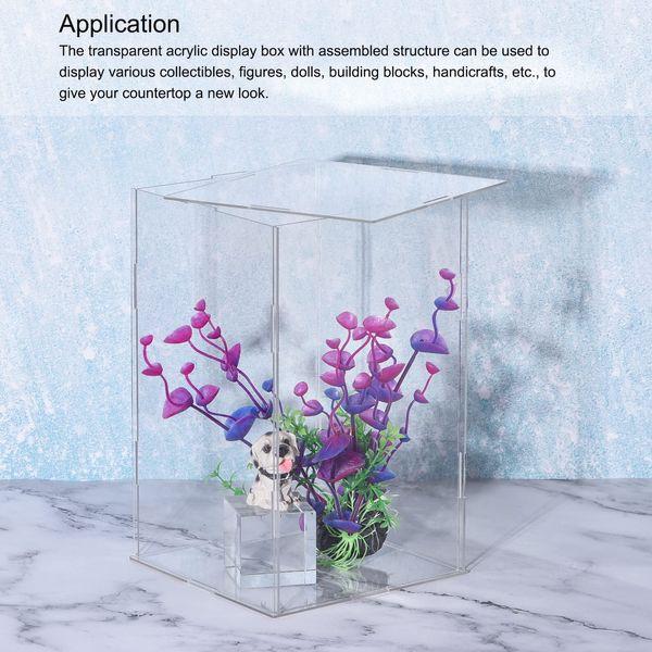 sourcing map Acrylic Display Case Plastic Box Clear Assemble Dustproof Showcase 31x26x15.5cm for Collectibles Items 4