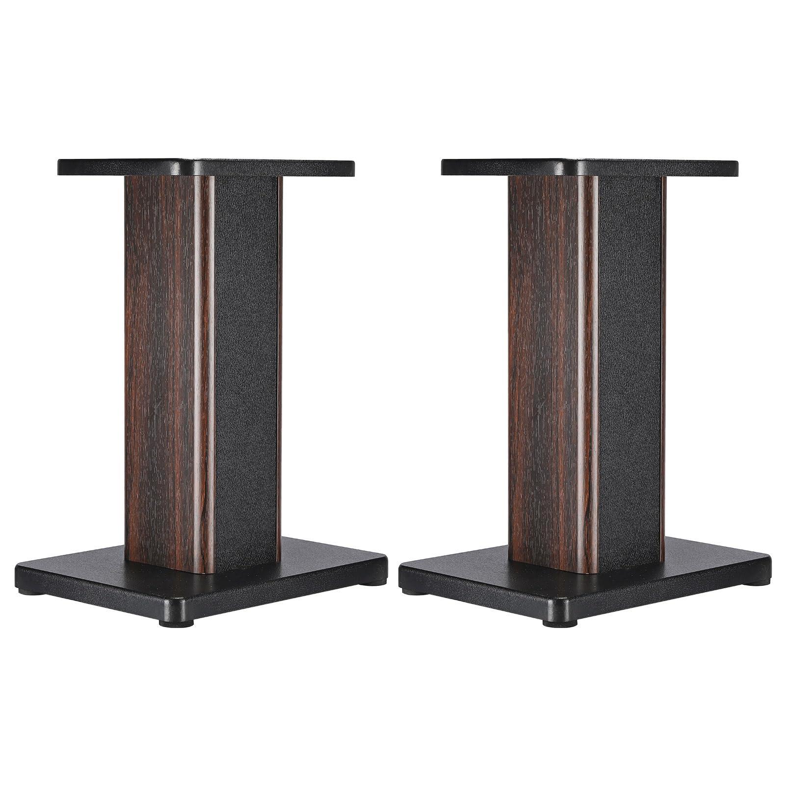 sourcing map Wood Grain Speaker Stands 1 Pair 15.7 Inch (40cm) Universal Small Speaker Stand Hollowed Stands Enhanced Audio Listening for Home Theaters Cinema 0