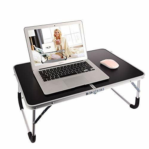 SMTTW Foldable Laptop Table for Bed, Bed Desk for Laptop and Writing, Small Folding Table Portable, Lightweight Mini Picnic Desk, Breakfast Serving Bed Tray for Eating and Laptops(Black) 0