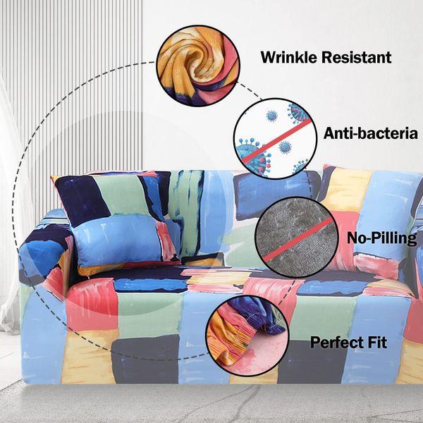 Teynewer 1-Piece Fit Stretch Sofa Cover, Sofa Slipcover Elastic Fabric Printed Pattern Chair Loveseat Couch Settee Sofa Covers Universal Fitted Furniture Cover Protector (4 Seater, Oil Painting) 2