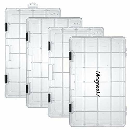 Fishing Tackle Box 4-Pack Transparent Plastic Box Storage Organizer Box with Adjustable Dividers for Jewelry Beads Earring Container Tool Fishing Hook Small Accessories 24 Grids 0