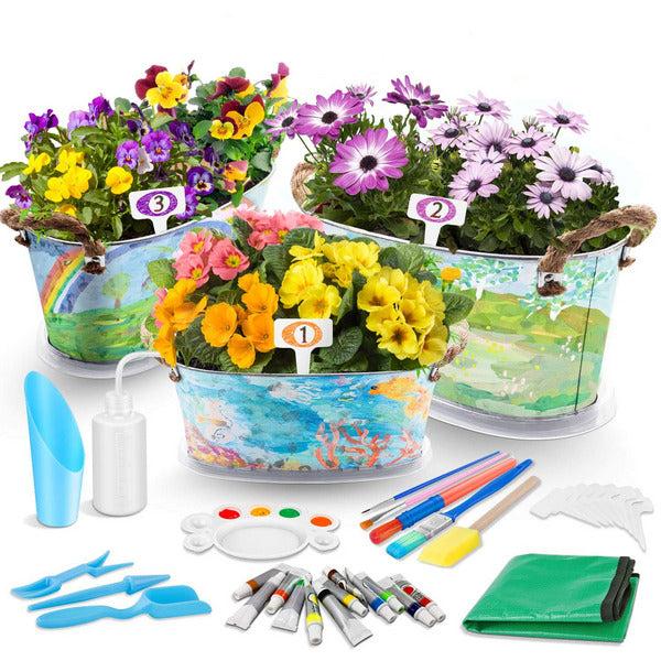 Wisolt Kids Gardening Set Childrens Crafts Toys Personalised Planter Science Paint Plant Growing Kit Tools STEM Arts and Crafts Fairy Gardening Gifts for Girls and Boys Age 3-12 0