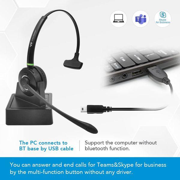 VT Bluetooth-Headset Wireless headphone with Noise-Cancelling-Microphone - UC Optimized Compatible with MS Teams&Skype for Business,Used for Zoom,GoogleMeet,3CX,Avaya Workplace,Cisco Jabber,Bria,etc. 3