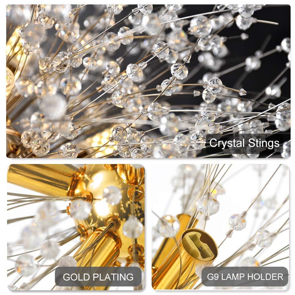 Vikaey Chandeliers 12 Lights, Gold Chandeliers Light, Crystal Chandeliers, Dandelion Light for Living Room Dining Room Bedroom Hallway 7