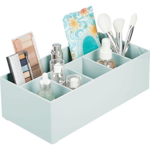 mDesign Cosmetic Organiser - Open-Top Bathroom Tidy Organiser with 6 Compartments - Home and Kitchen Organiser - Mint Green 0