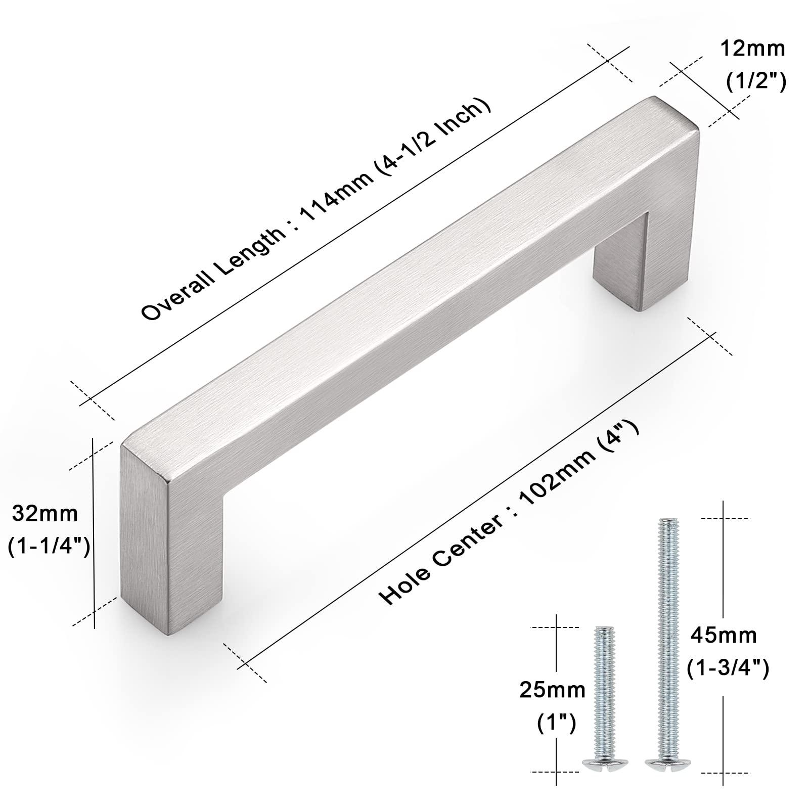 Probrico Stainless Steel Cabinet Handles, 288 mm Hole Center Cupboard Pulls, Square Furniture Handles, Brushed Nickel Cabinet Handle, Drawer Pulls, 30 Pack 2