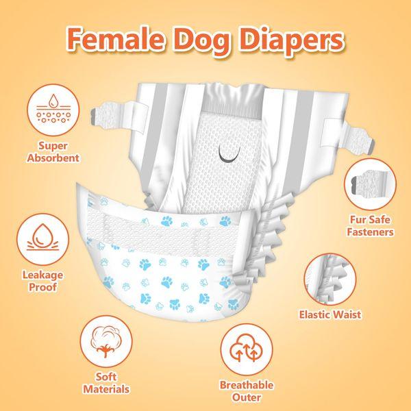 Pet Soft Disposable Dog Puppy Nappies Female XXS Small 72 Count - Super Absorbent Dog Doggy Cat Diapers 2