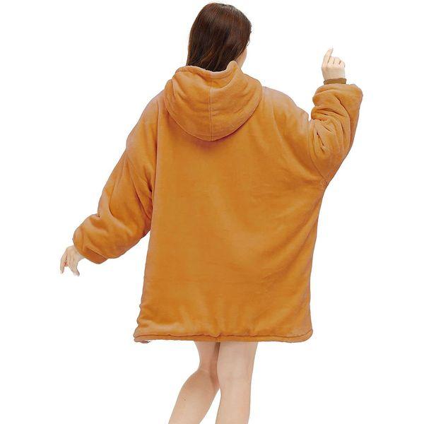 Hoodie Blanket Super Sherpa Fleece Oversized Wearable Blanket Warm Big Hooded Sweatshirt for Women Girls Teenagers Teens Adults Men Friends Yellow 2