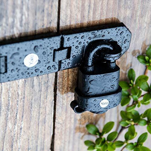 Yale Y220B/51/118/3 - 3 Pack of Black Weatherproof Padlocks with Protective Cover (51 mm) - Outdoor Hardened Steel Shackle Locks for Shed, Gate, Chain - Keyed Alike - High Security - Multipack 1