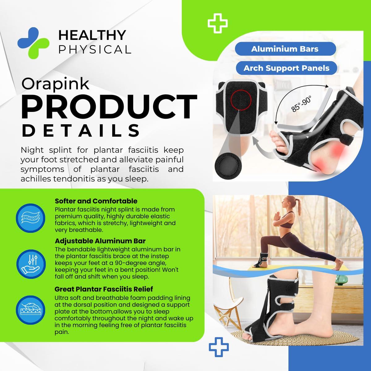 Orapink Plantar Fasciitis Night Splint,Ankle Brace for Plantar Fasciitis Relief,Adjustable Breathable Plantar Fasciitis Ankle Brace For Achilles Tendonitis,Foot Drop Ankle Pain Support 2