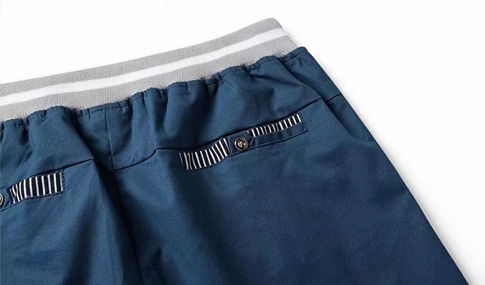 ZOXOZ Mens Shorts Summer Casual Shorts Cotton with Pockets Elastic Waist Drawstring Peacock Blue 3XL 4