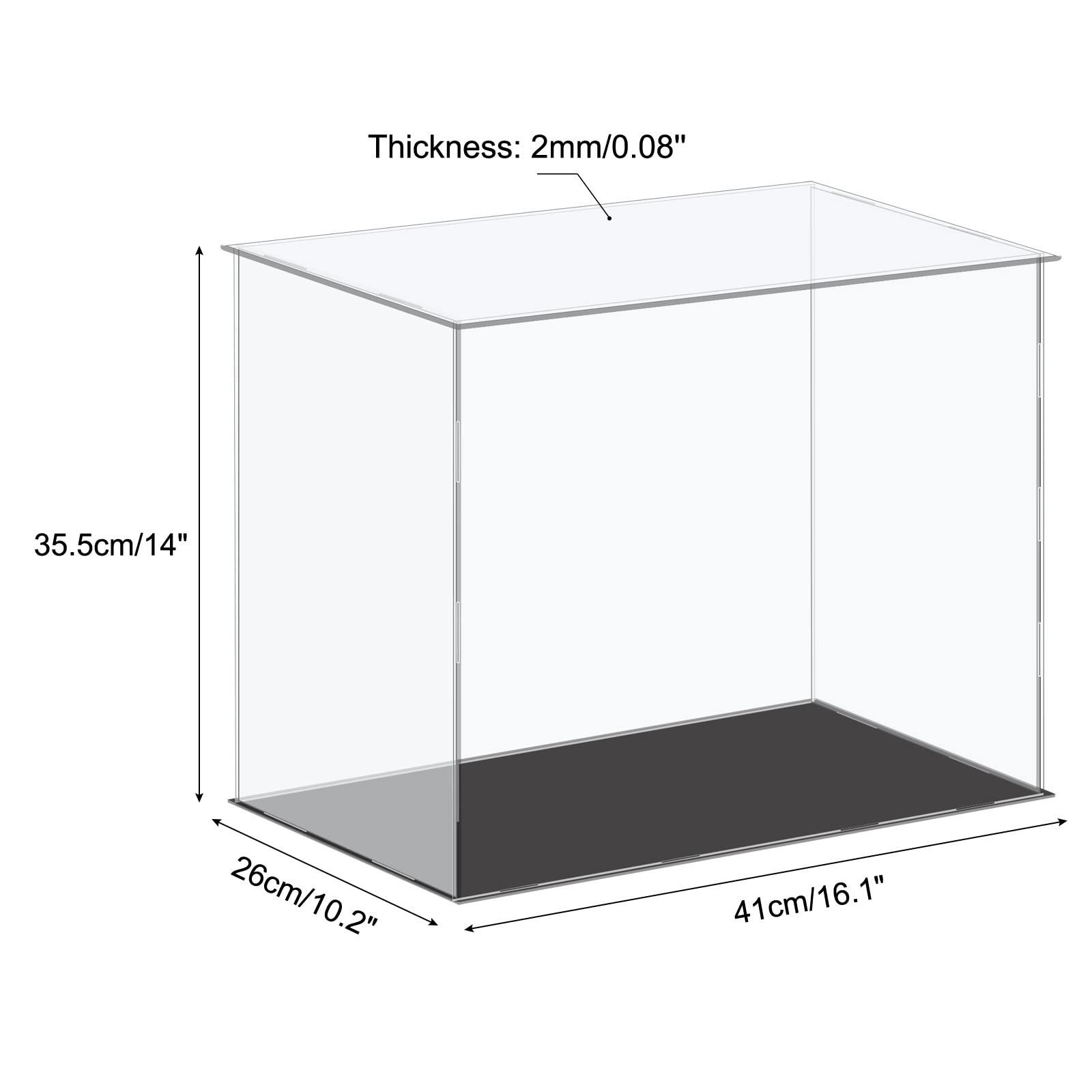 sourcing map Acrylic Display Case Plastic Box Cube Storage Box Clear Small Assemble Dustproof Showcase 41x26x35.5cm for Collectibles Items 1