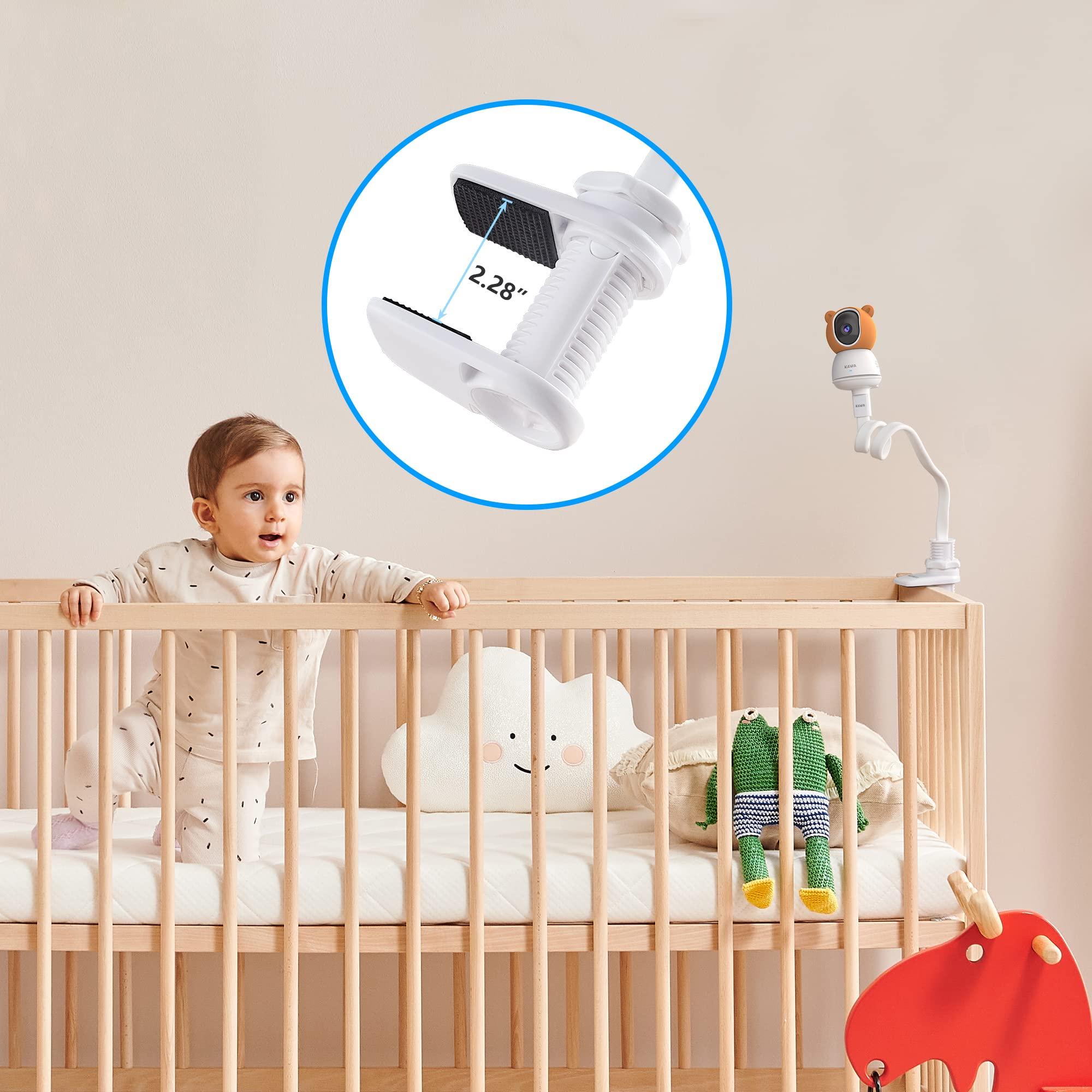 KAWA Baby Monitor Holder, Universal Baby Monitor Mount for Crib, Flexible Baby Monitor Holder, Compatible for All 1/4 Triple Hole Baby Monitor Camera, Without Tools or Wall Damage 4