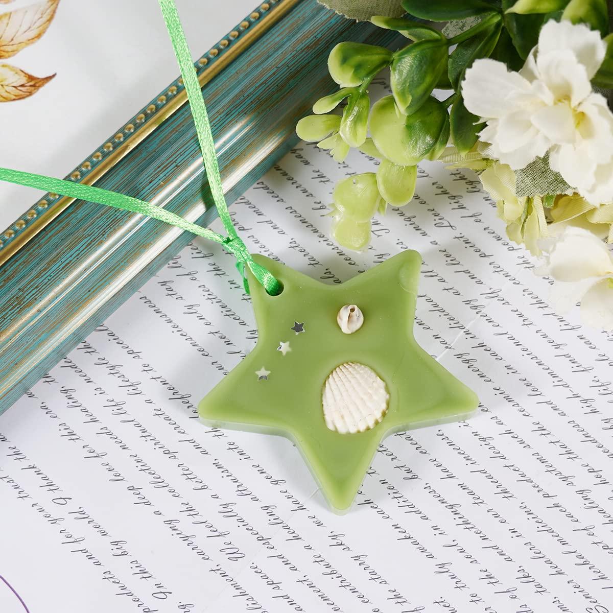 Soulnioi Aromatherapy Gift Scented Candles Retro Colored Blue Square Candle Aroma Wax Flakes Fragrant Hanging Tablets Green Star and Star Bath Bombs for Wedding Souvenir Birthday Party Women Gift 2