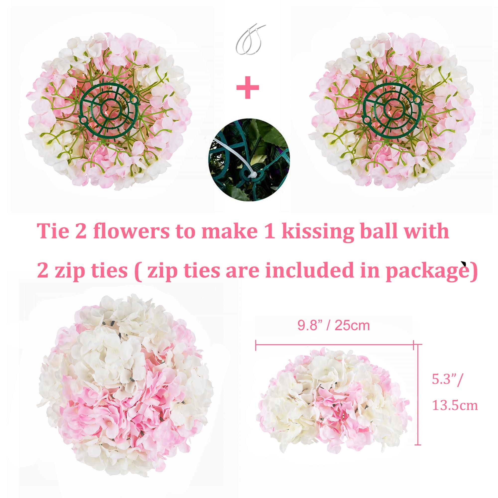 BLOSMON Hydrangea Artificial Flowers Wedding Decoration 10 Pcs Fake Flowers Pink&White Silk Flower Home Centerpieces Decor, Faux Hydrangea Floral Arrangements Party Kitchen Table DIY Decorations 3