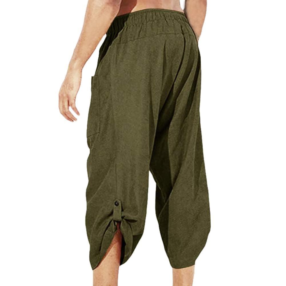 COSDREAMER Men's Medieval Pants Viking Pirate Costume Trousers (XL,Green) 2