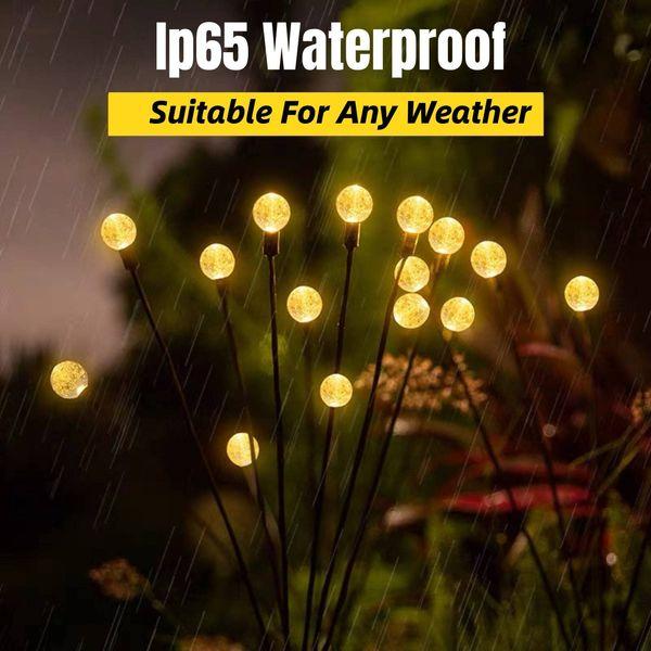 2 Pack 6 LEDs Solar Lights Outdoor Garden, Solar Swaying Light Firework Lights, Waterproof Pathway Light Garden Lights Solar Powered Firefly Lights Solar Stake Lights for Garden Landscape 2