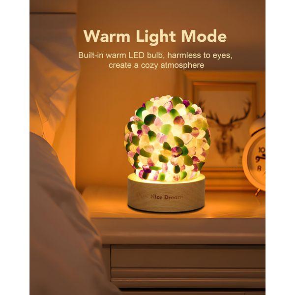 Nice Dream Colorful Crystal Night Light with Wooden Base, Small Table Lamp for Home Decor, Healing Crystal Light for Positive Energy Therapy Meditation Reiki 3