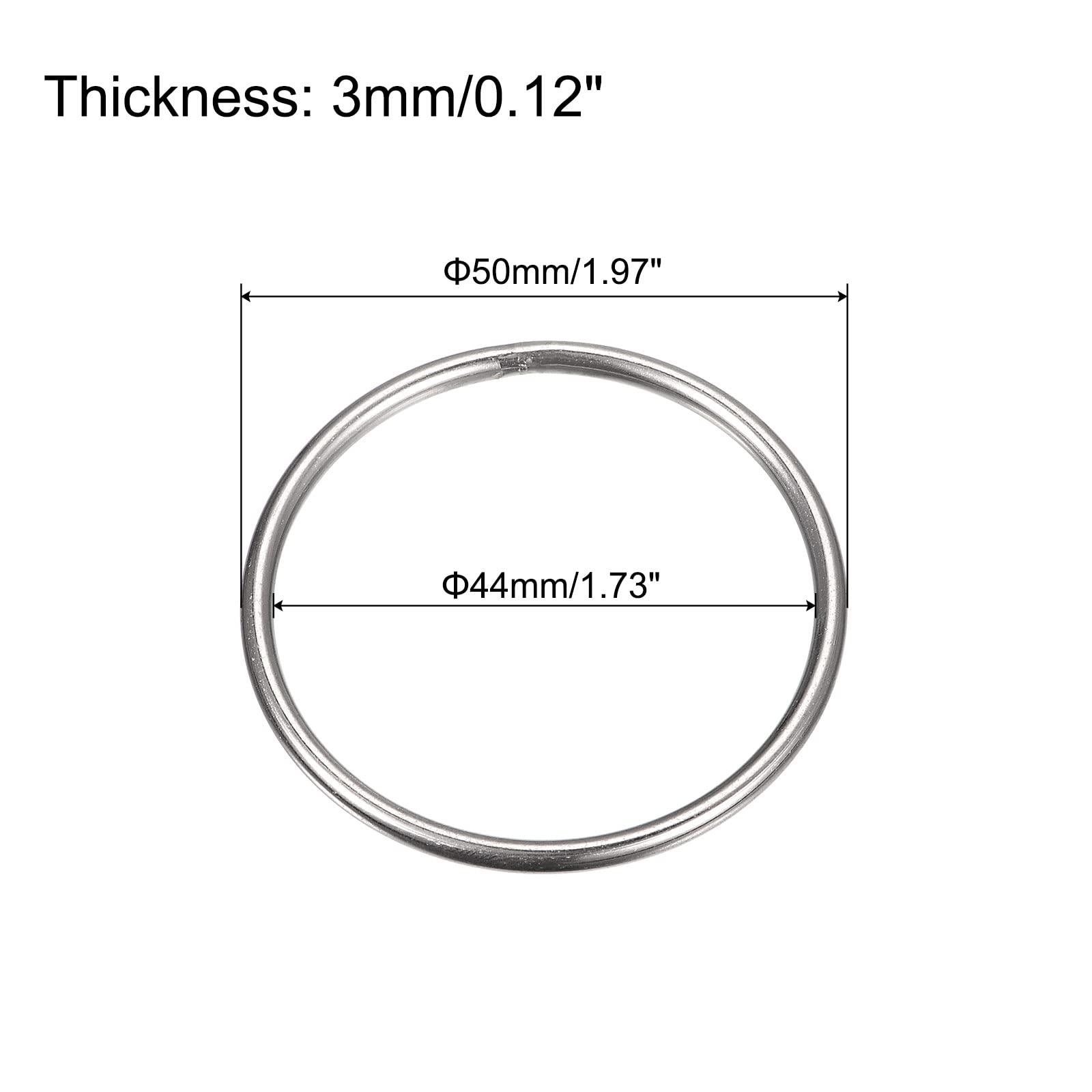 sourcing map Stainless Steel O Rings, 8pcs 50mm(1.97") Outer Dia. 3mm Thickness Multi-Purpose Metal Welded O-rings Round Rings for Hardware Luggage Accessories 1