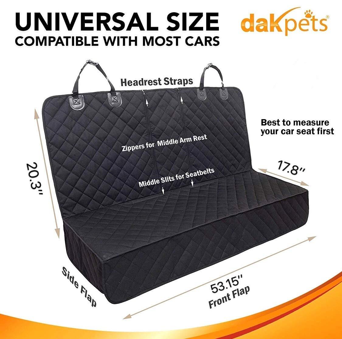 DakPets Dog Car Seat Covers - Pet Car Seat Cover Protector - Waterproof, Scratch Proof, Heavy Duty and Nonslip Pet Bench Seat Cover - Middle Seat Belt Capable for Cars, Trucks and SUVs 4