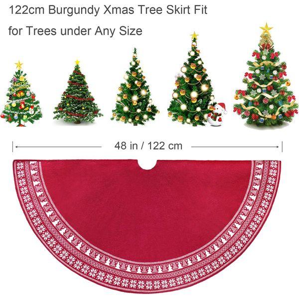 Dremisland Large Christmas Tree Skirt, 48 inches Heavy Yarn Base Cover 3D Knitted Xmas Tree Pattern with Bicolor Tassel Crochet White Tree Skirt Mat for Home Party Holiday Decoration 3