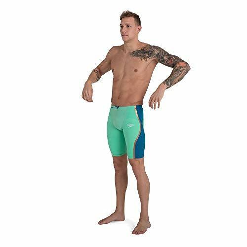 Speedo Fastskin LZR Pure Intent High Waist Jammer Swimwear, Men, Green Glow/Nordic Teal/Rose Gold/White, 30 3