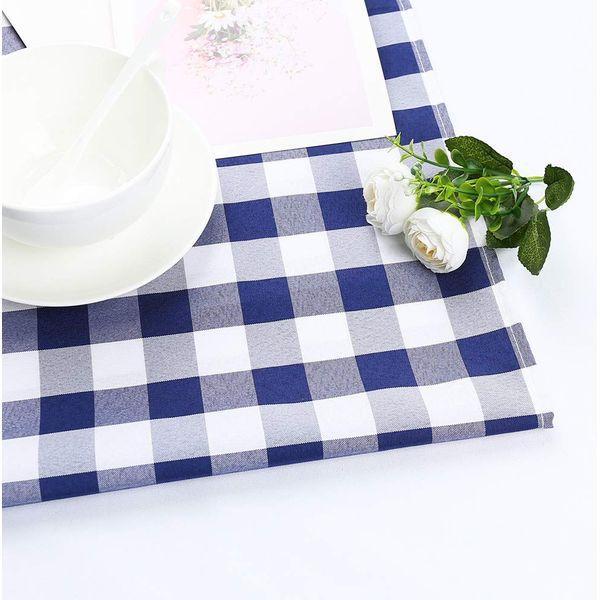 Zdada 60x102-Inch (1.5m x 2.6m) Navy Blue and White Check Tablecloth Plaid Polyester Table Cover Gingham Fabric Check Table Cloth Linen 3