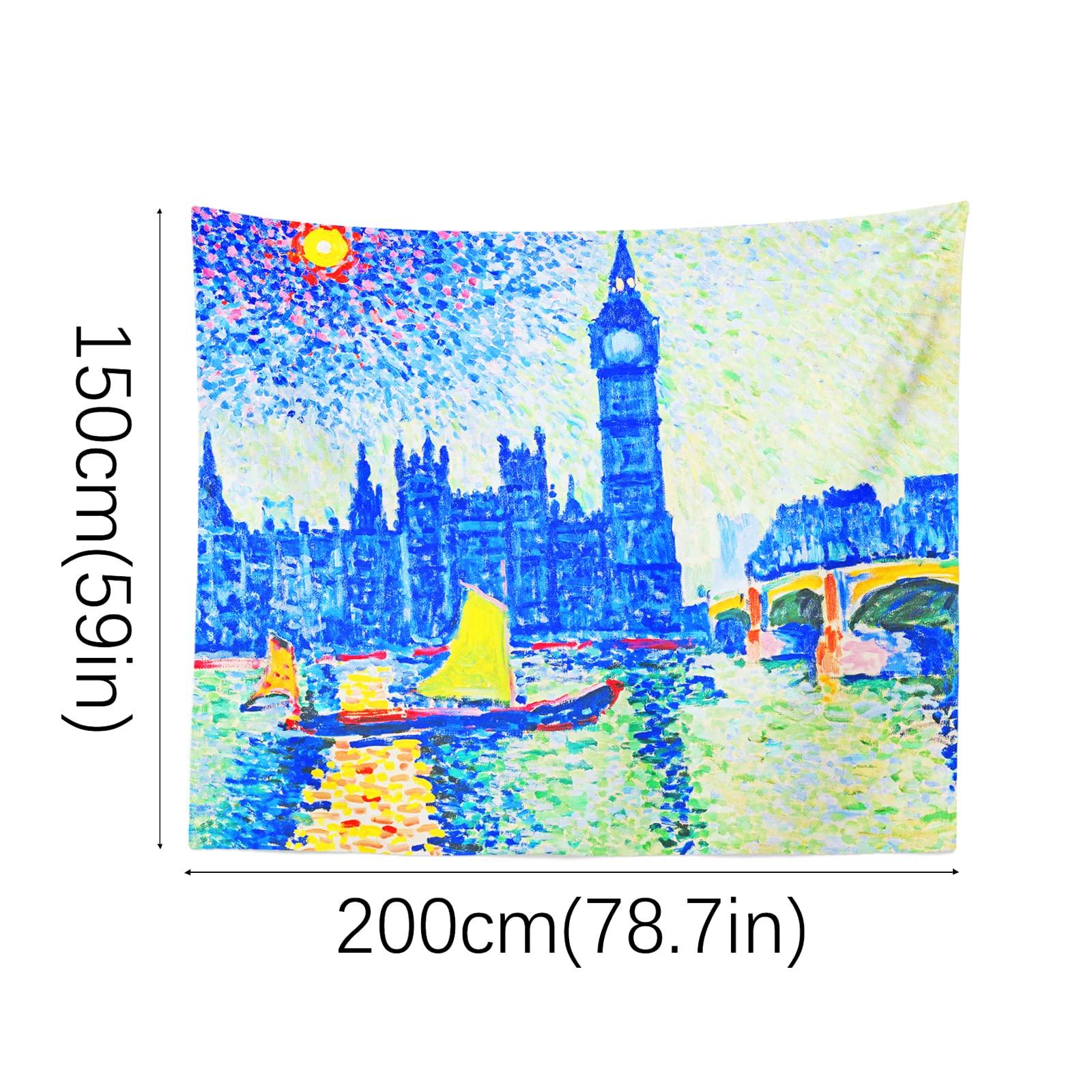 Berkin Arts Decor Tapestry for Wall Hanging Premium Polyester Fabric Backdrop Post-impressionism Impressionism Expressionism 59.1 x 78.7 Inch (Big Ben by Andre Derain) 1