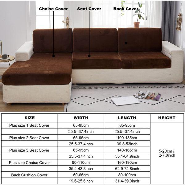 EURHOWING Stretch Velvet Couch Cushion Covers for Sectional Sofa L Shape,Sectional Sofa Cover Soft Slipcover Replacement for L Shaped Sofa with Elastic Edge,Washable(2-Seater Cover,Brown) 1