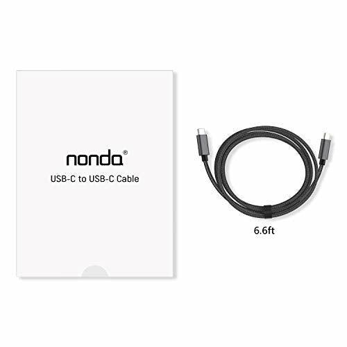 nonda USB C to USB C Cable 100W/5A 6.6ft, USB Type C PD Fast Charging Cable, Braided Nylon Cord Compatible with MacBook Pro 2020, iPad Pro 2020, Samsung Galaxy S20, Switch and Other USB C Charger 2