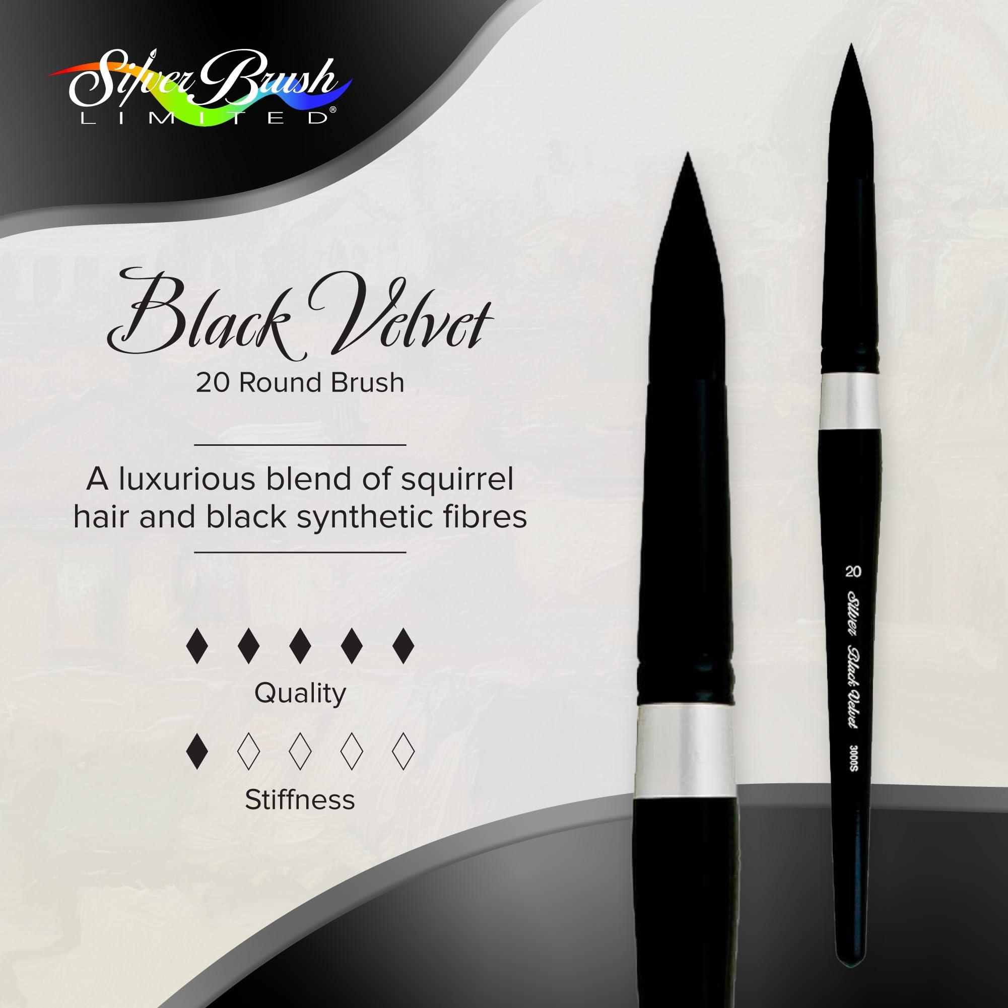 Silver Brush Limited 3000S20 Black Velvet Round Brush for Watercolour, Size 20, Short Handle 1