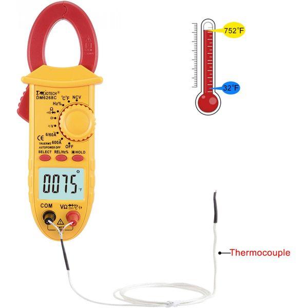 sourcing map Handheld Digital Multimeter Ammeter ACV AC DCV Volt Current Ohm Resistance Capacitance Frequency Temperature Continuity Diode Circuit Clamp Meter 4